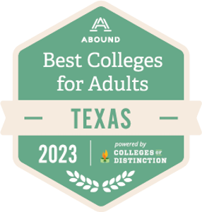 Abound's 2023 Best Colleges for Adults Texas badge