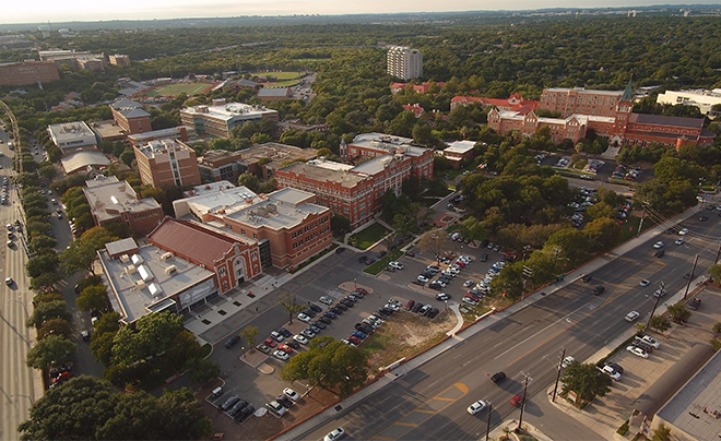 aerial photo of UIW Broadway campus