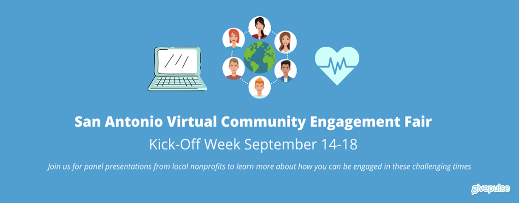 San Antonio Virtual Community Engagement Fair with text for the Kick-Off Week September 14-18