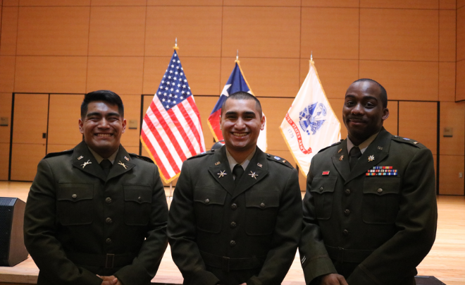 Left to Right: 2nd Lt. Ramon Aguilar, 2nd Lt. Miguel Alejandro Trevino, 2nd Lt. Ronnie Woods