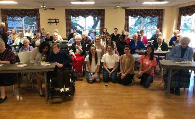 Students and residents at The Village at Incarnate Word