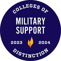 Colleges of Distinction 2023-2024 badge for Military Support