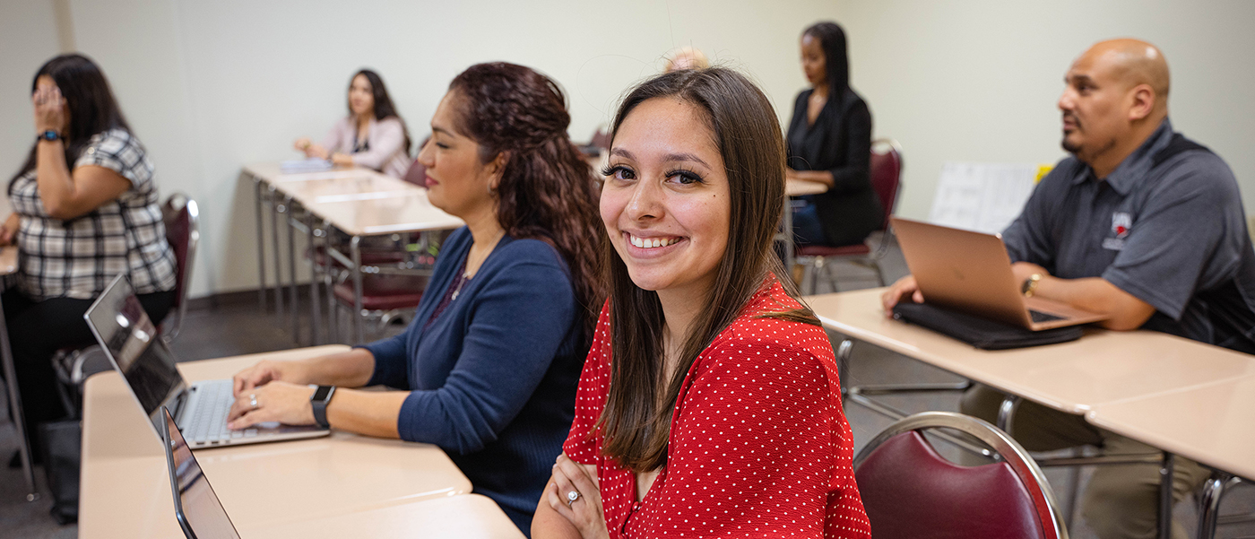 Graduate students in a classroom