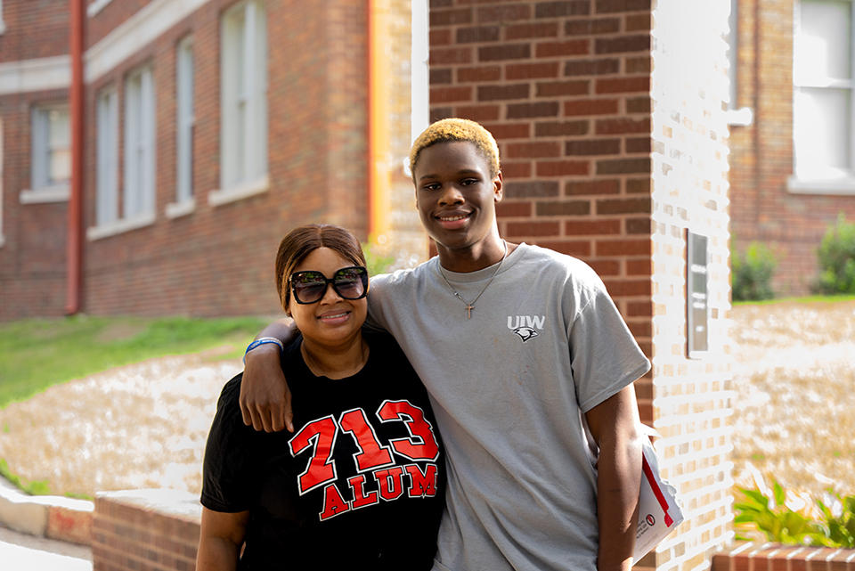 Student with parent on orientation day