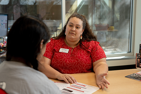 Student talking to counselor