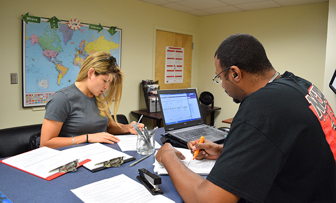 Military student at Military and Veteran Center