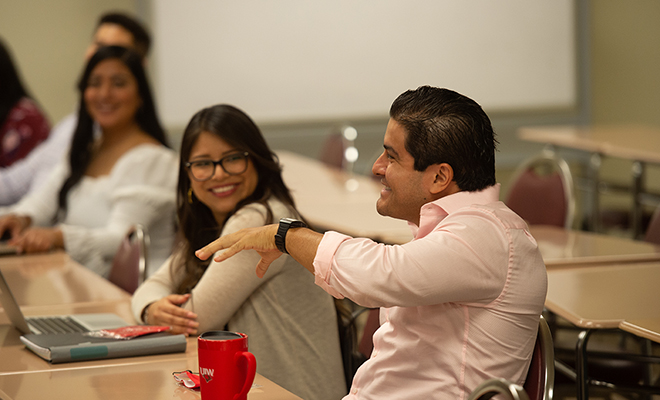 Students sitting in a classroom