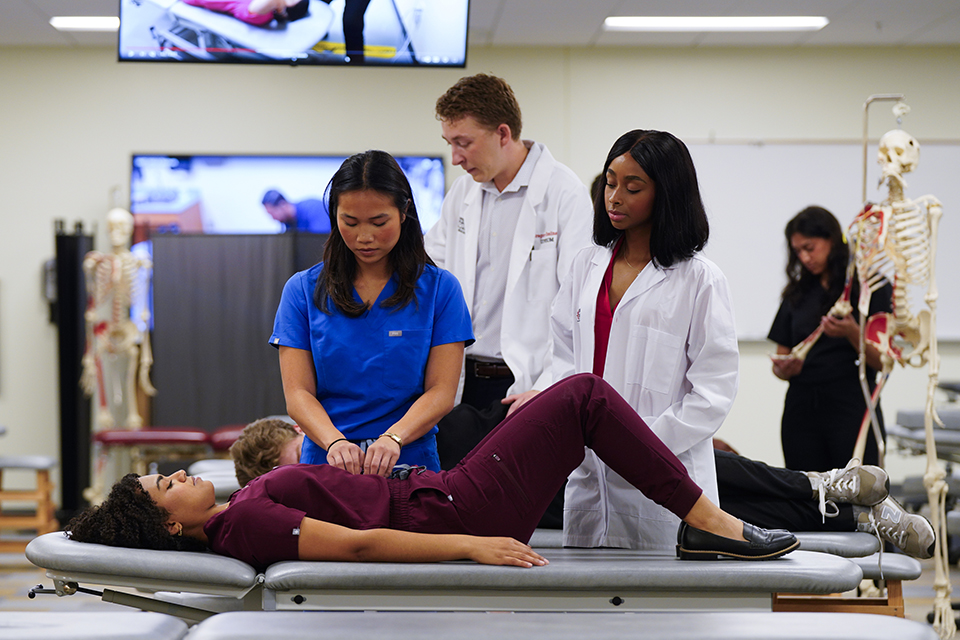 Students in a osteopathic medicine lab