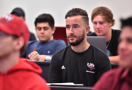 sport management students in classroom.