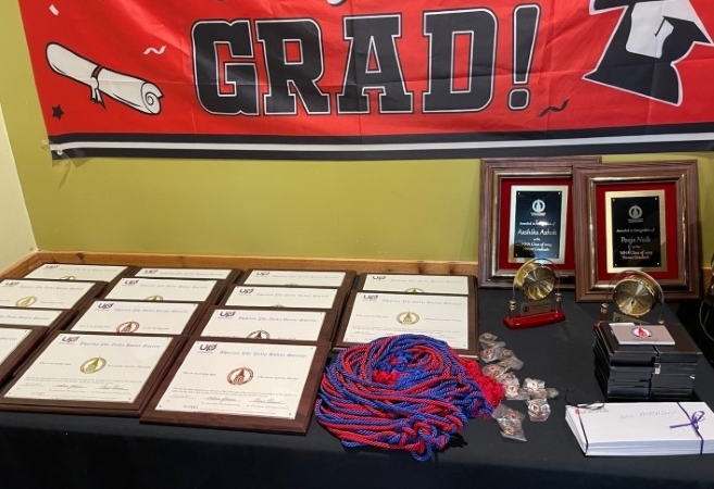 Graduation awards display table