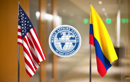 usa and colombia flag with wacosa logo