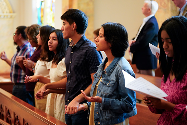 students at mass