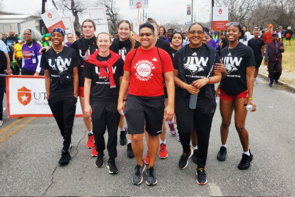 student marching