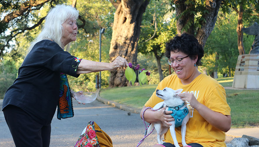 Sr. Martha Ann blessing dog