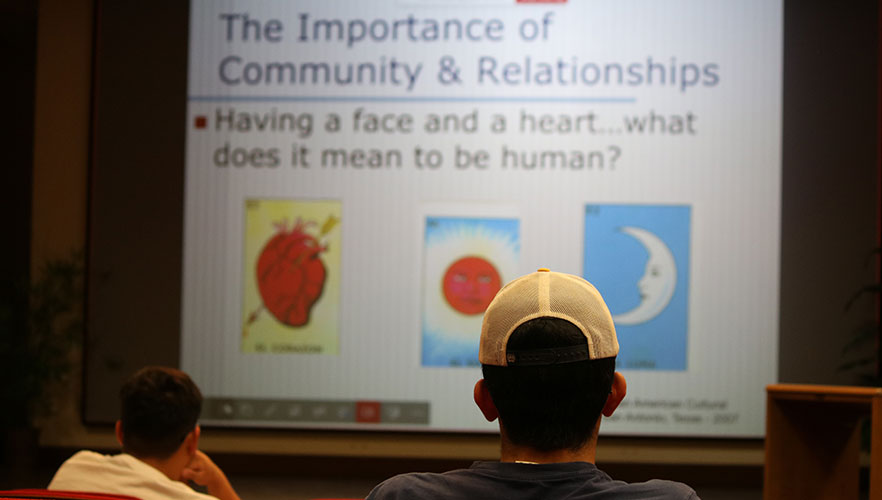 Students watching presentation