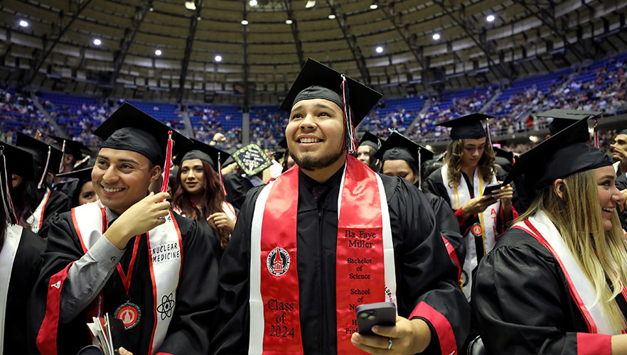 Graduates at commencement