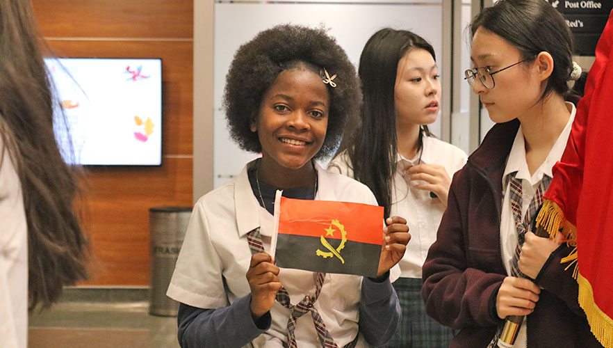 Student with flag