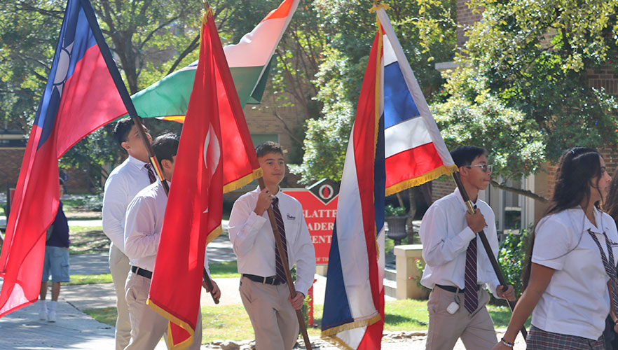 Students with flags