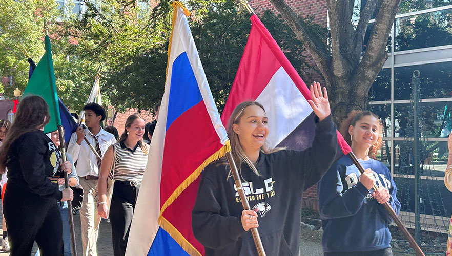 Students with flags