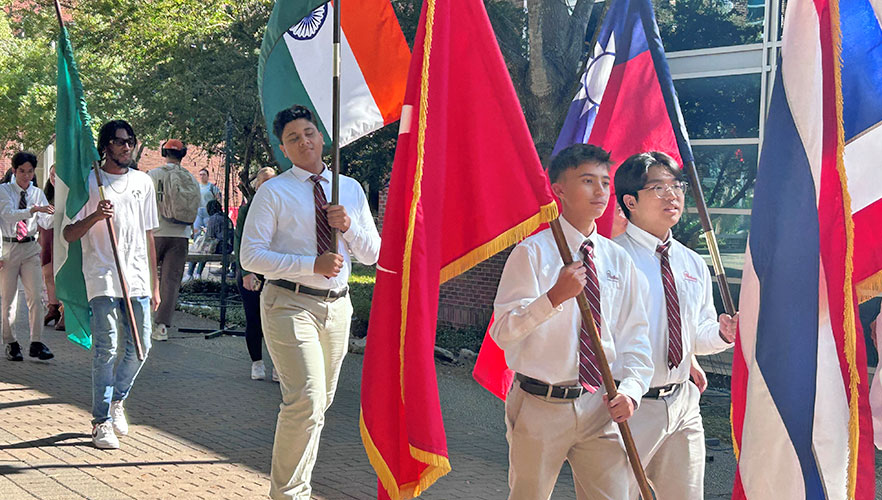 Students with flags