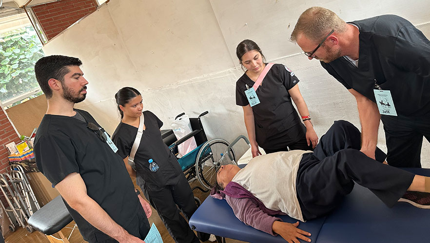 Healthcare personnel evaluating patient's health 