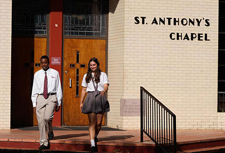 SACHS students walking out of chapel