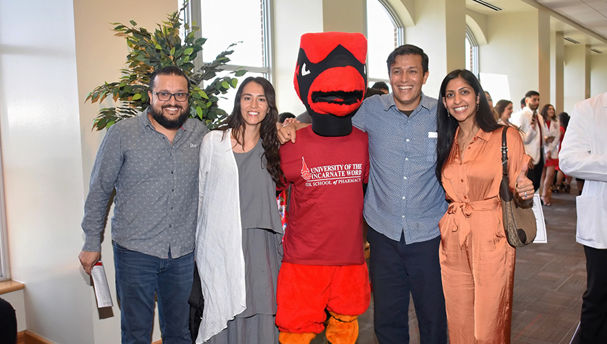 student and family with Red cardinal