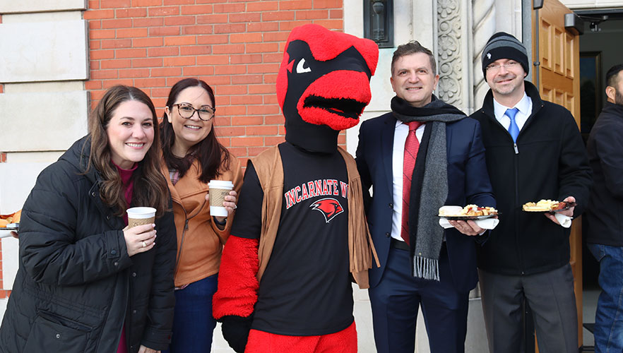 Red the Cardinal with attendees