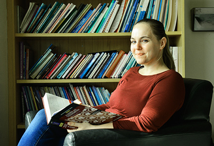 student reading a book